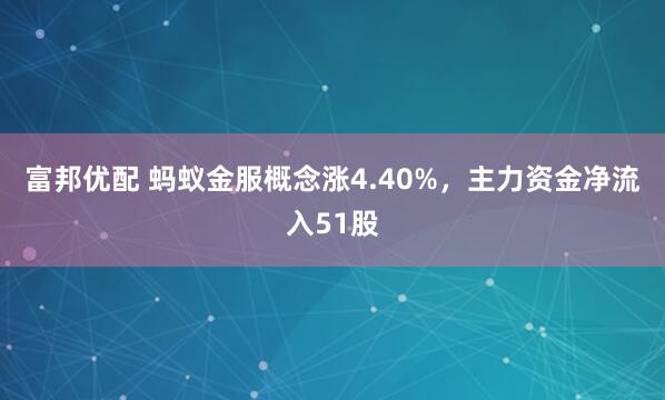 富邦优配 蚂蚁金服概念涨4.40%，主力资金净流入51股